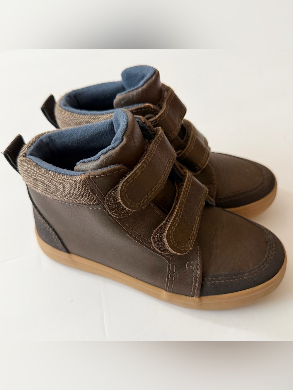 Cat & Jack Boys Size 9 Brown High Top Sneakers Velcro Strap Shoes